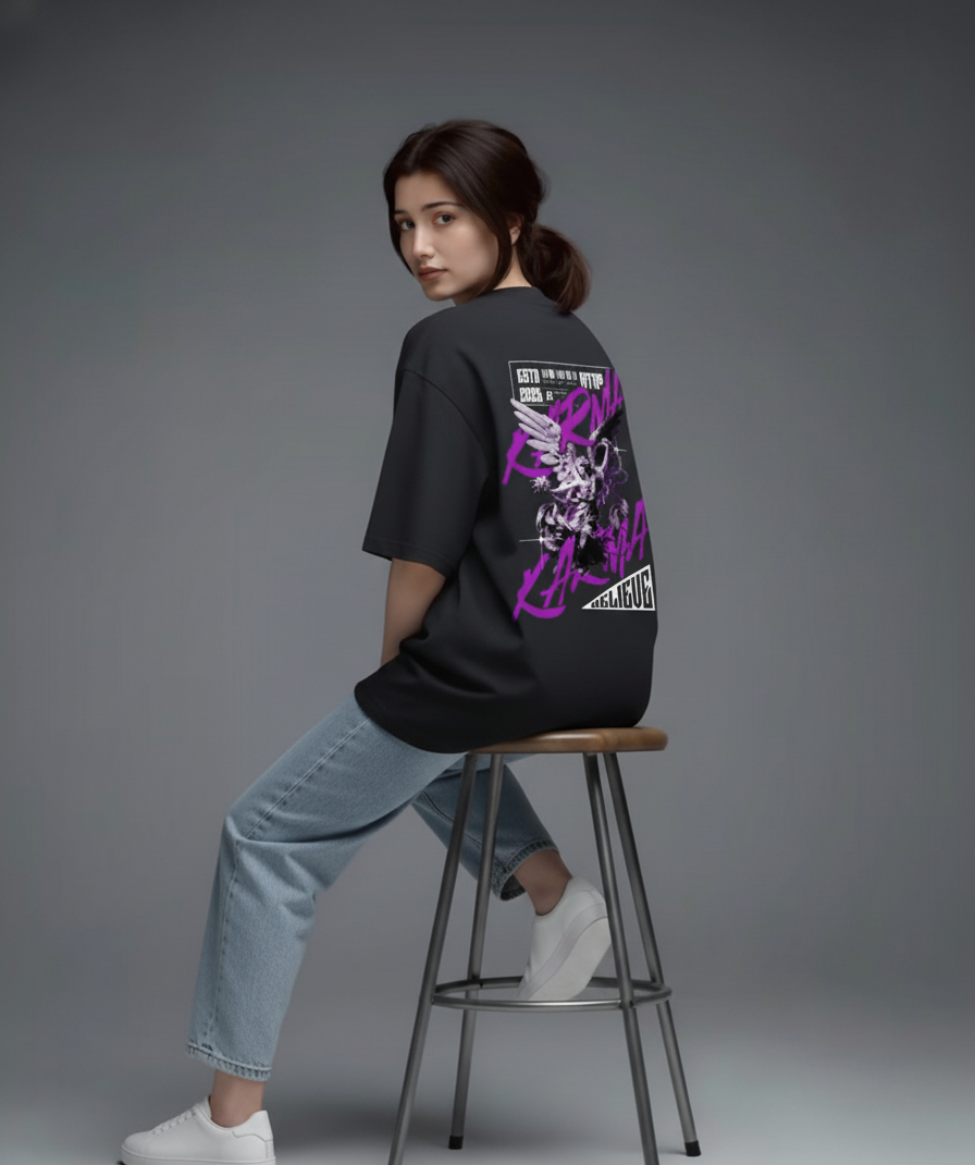 Karma: Back Print Oversized Tshirt